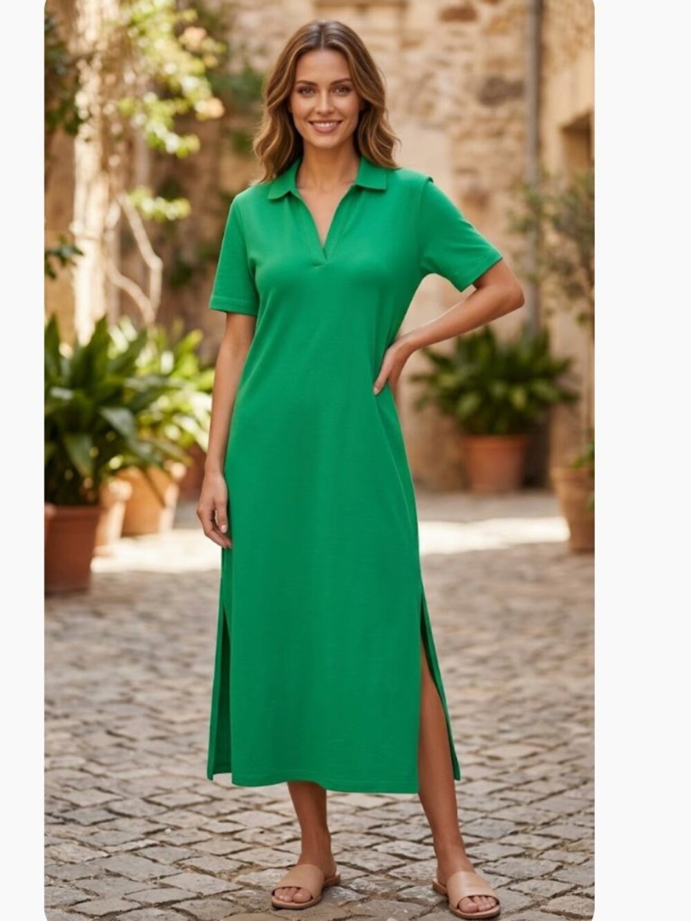 NWT ZARA PLUSH T SHIRT JERSY MIDI MAXI DRESS GREEN SMALL